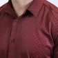 Mens Modern Fit Stretch Foil Fashion Burgundy Shirt