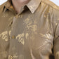 Mens Modern Fit Stretch Foil Fashion Gold Shirt