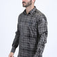 Mens Modern Fit Stretch Foil Fashion Grey Shirt