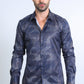 Mens Modern Fit Stretch Foil Fashion Grey Shirt