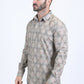 Mens Modern Fit Stretch Foil Fashion Khaki Shirt