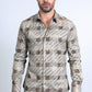 Mens Modern Fit Stretch Foil Fashion Khaki Shirt