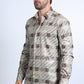 Mens Modern Fit Stretch Foil Fashion Khaki Shirt