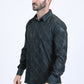 Mens Modern Fit Stretch Foil Fashion Olive Shirt