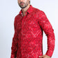 Mens Modern Fit Stretch Foil Fashion Red Shirt