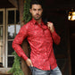 Mens Modern Fit Stretch Foil Fashion Red Shirt