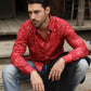 Mens Modern Fit Stretch Foil Fashion Red Shirt