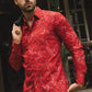 Mens Modern Fit Stretch Foil Fashion Red Shirt