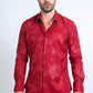 Mens Modern Fit Stretch Foil Fashion Red Shirt