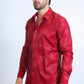 Mens Modern Fit Stretch Foil Fashion Red Shirt