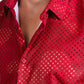 Mens Modern Fit Stretch Foil Fashion Red Shirt