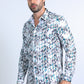 Mens Modern Fit Stretch Foil Fashion White/Grey Shirt