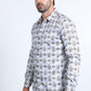 Mens Modern Fit Stretch Foil Fashion White/Khaki Shirt