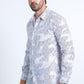 Mens Modern Fit Stretch Foil Fashion White Shirt