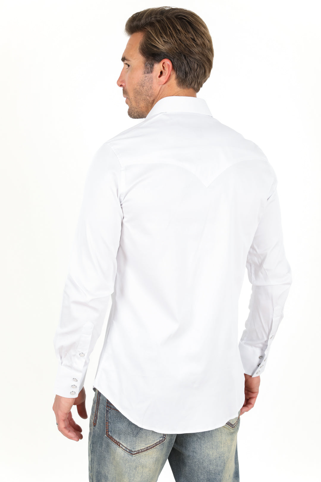 Men's Modern Fit Solid White Dress Shirt