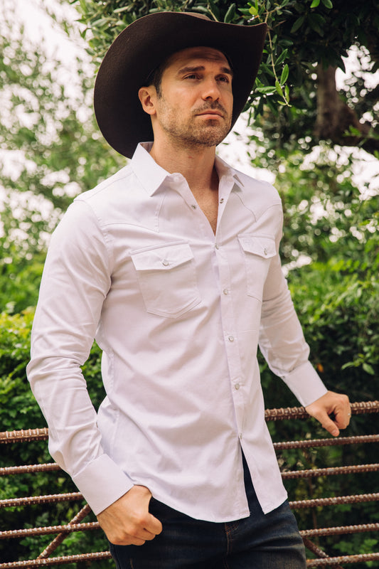 Men's Modern Fit Solid White Dress Shirt