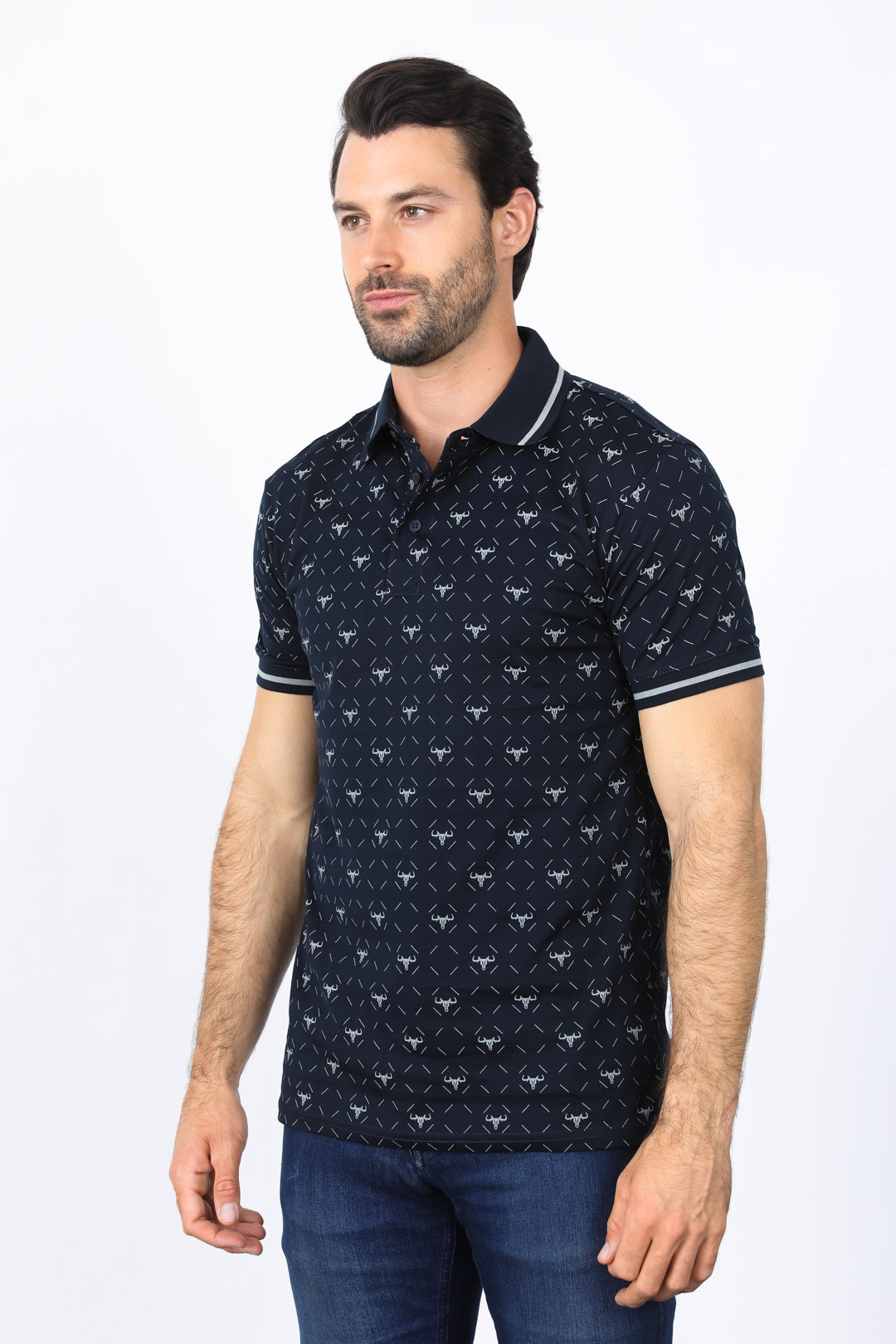 Mens Cotton Printed Polo Shirt