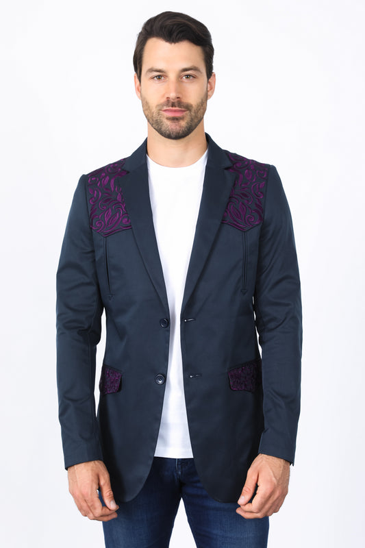 Mens Embroidery Fashion Blazer