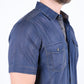 Mens Embroidery Modern Fit Stretch Short Sleeve Shirt