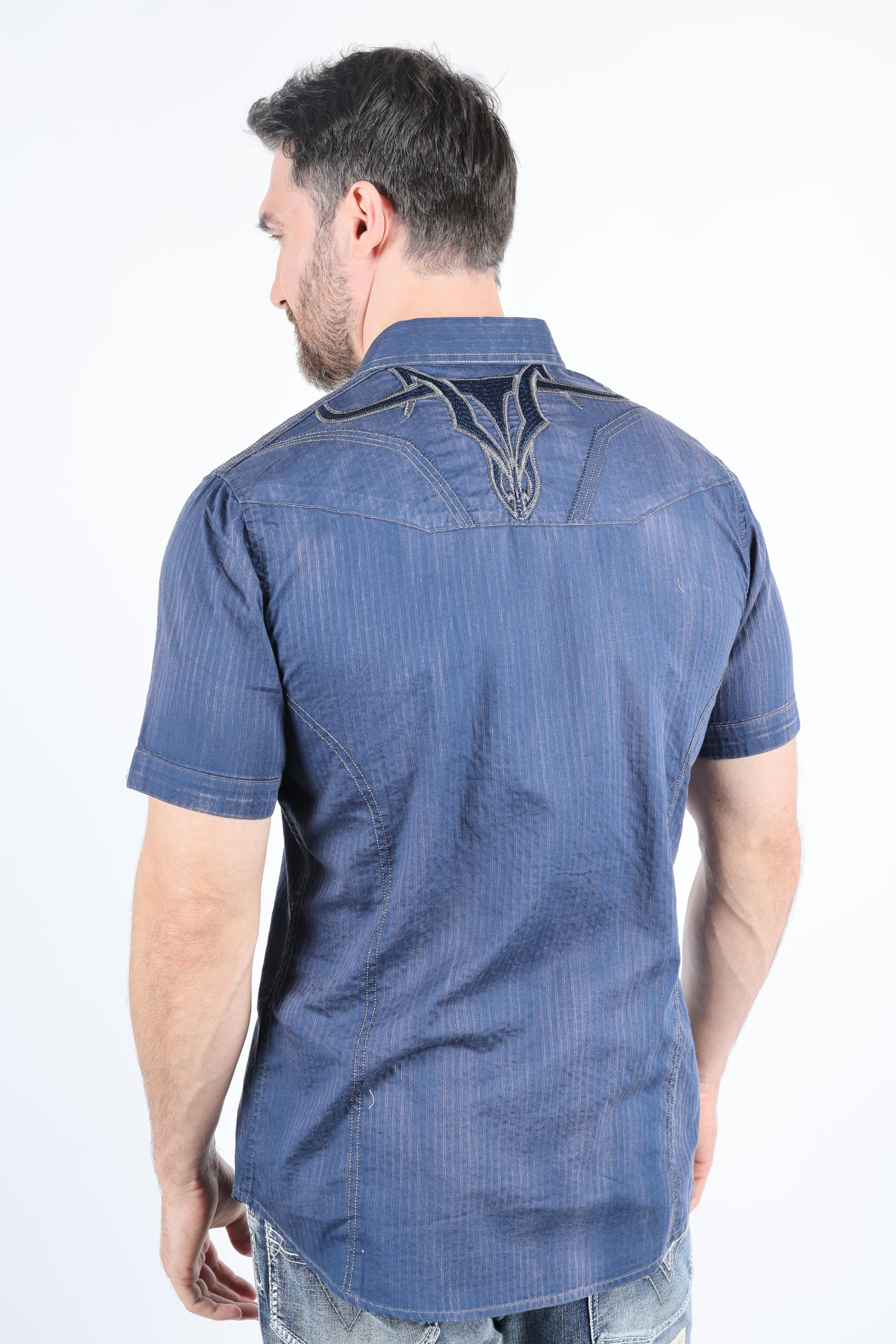 Mens Embroidery Modern Fit Stretch Short Sleeve Shirt – Platini Fashion