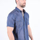 Mens Embroidery Modern Fit Stretch Short Sleeve Shirt