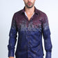 Mens Modern Fit Panoramic Foil Print Shirt - Navy