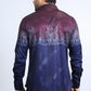 Mens Modern Fit Panoramic Foil Print Shirt - Navy