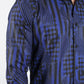 Mens Modern Fit Stretch Foiled Navy Long Sleeve Shirt