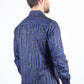 Mens Modern Fit Stretch Foiled Navy Long Sleeve Shirt