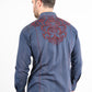 Mens Vintage Washed 2-tone Embroidery Modern Fit Stretch Shirt