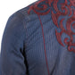 Mens Vintage Washed 2-tone Embroidery Modern Fit Stretch Shirt