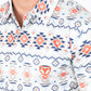 Mens Performance Fabric Modern Fit Stretch Aztec Print Off White Polo