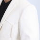 Men's Double Button Faux-Suede Blazer - Off White