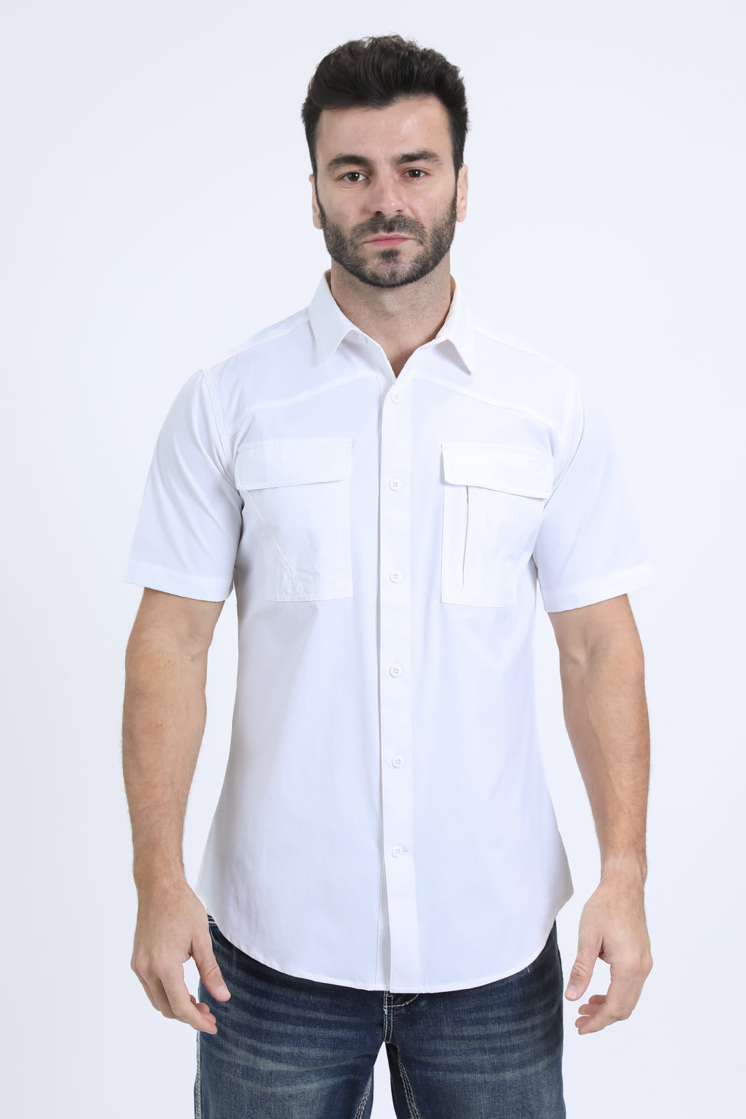 Mens Performance Classic Fit Short Sleeve White Shirt