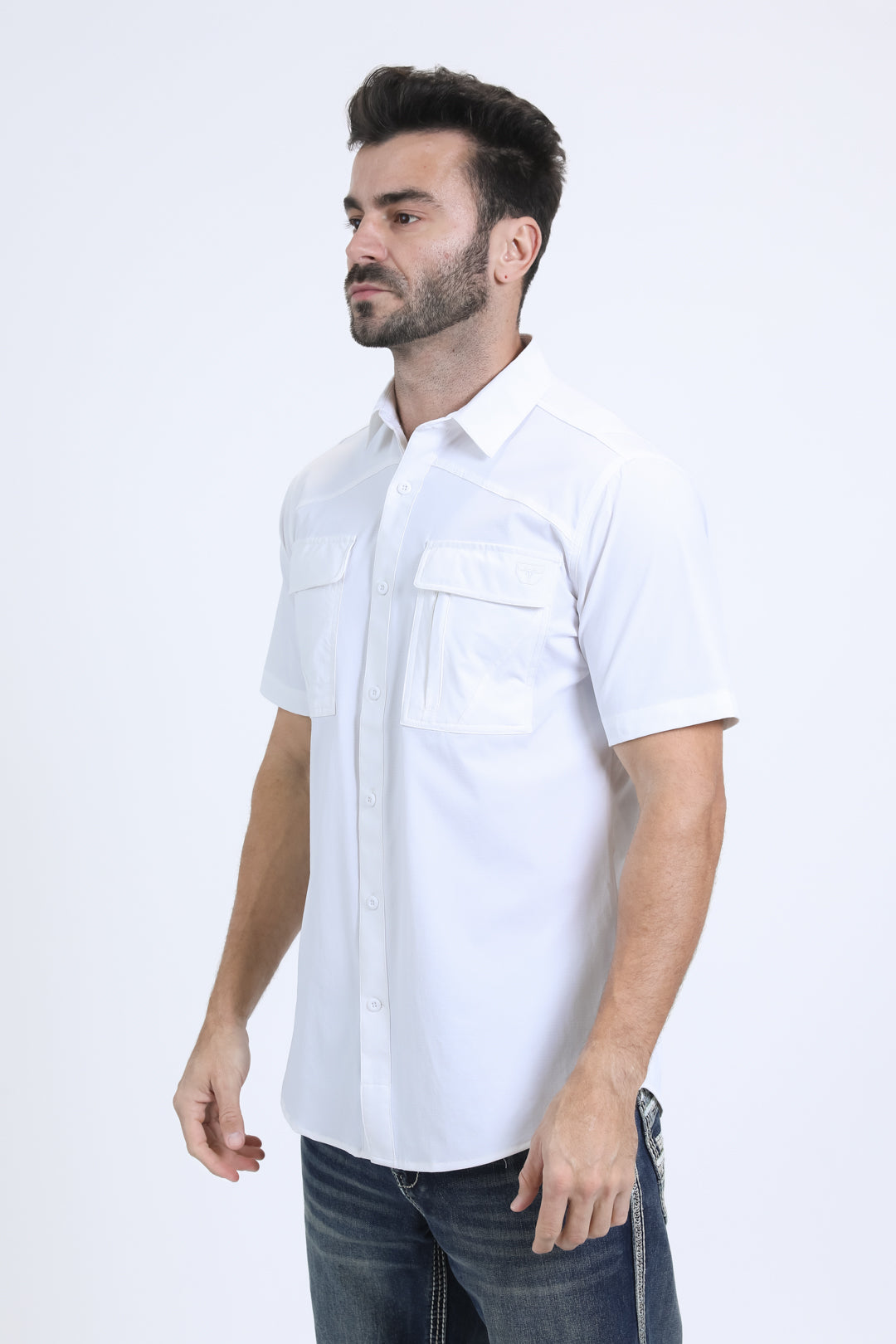 Mens Performance Classic Fit Short Sleeve White Shirt