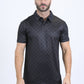 Mens Performance Fabric Modern Fit Stretch Aztec Print Black Polo