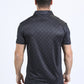 Mens Performance Fabric Modern Fit Stretch Aztec Print Black Polo