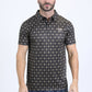 Mens Performance Fabric Modern Fit Stretch Aztec Print Black Polo