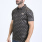 Mens Performance Fabric Modern Fit Stretch Aztec Print Black Polo