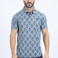 Mens Performance Fabric Modern Fit Stretch Aztec Print Blue Polo