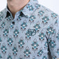 Mens Performance Fabric Modern Fit Stretch Aztec Print Blue Polo