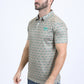 Mens Performance Fabric Modern Fit Stretch Aztec Print Khaki Polo