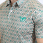 Mens Performance Fabric Modern Fit Stretch Aztec Print Khaki Polo