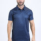 Mens Performance Fabric Modern Fit Stretch Aztec Print Navy Polo