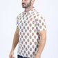 Mens Performance Fabric Modern Fit Stretch Aztec Print White Polo