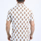 Mens Performance Fabric Modern Fit Stretch Aztec Print White Polo