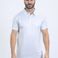 Mens Performance Fabric Modern Fit Stretch Aztec Print White Polo