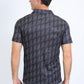 Mens Performance Fabric Print Black Polo