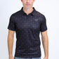 Mens Performance Fabric Print Black Polo