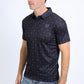 Mens Performance Fabric Print Black Polo